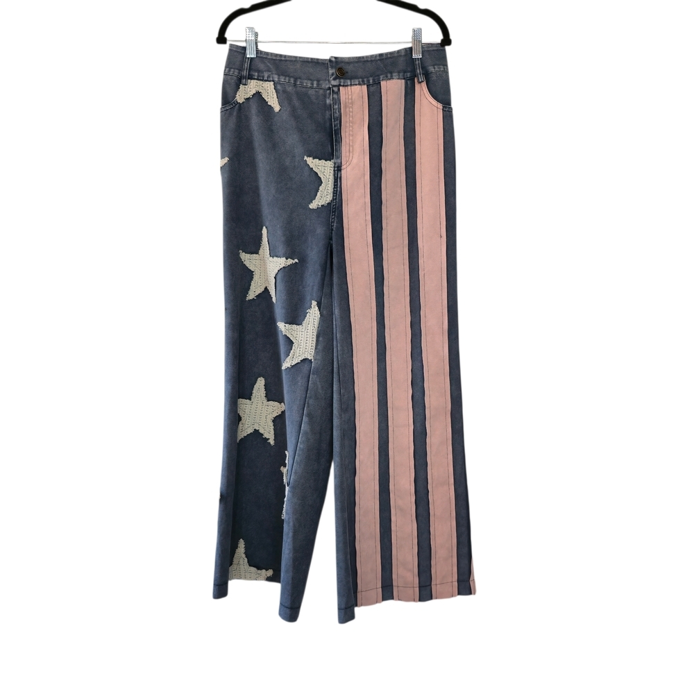 Oli & Hali Stylish Blue and Pink Star Pattern Women Jeans